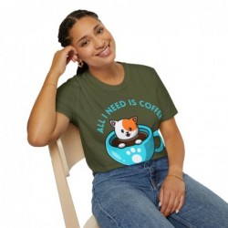 All I need is Coffee and my Cat Unisex Softstyle T-Shirt