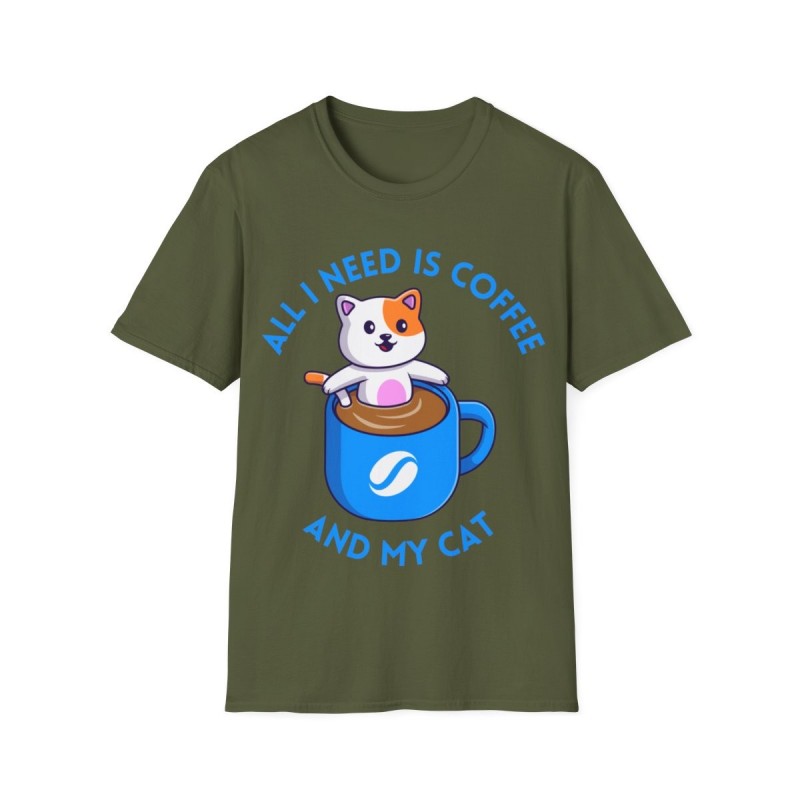 All I need is Coffee and my Cat Unisex Softstyle T-Shirt
