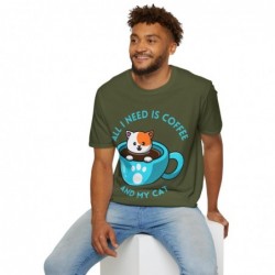 All I need is Coffee and my Cat Unisex Softstyle T-Shirt