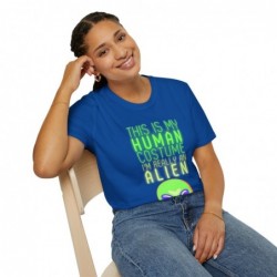 Get ready for Halloween with this This is my human costume I'm really an Alien funny Unisex Softstyle T-Shirt
