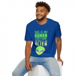 Get ready for Halloween with this This is my human costume I'm really an Alien funny Unisex Softstyle T-Shirt
