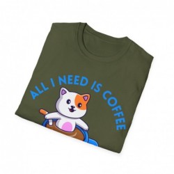 All I need is Coffee and my Cat Unisex Softstyle T-Shirt