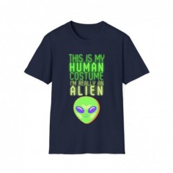 Get ready for Halloween with this This is my human costume I'm really an Alien funny Unisex Softstyle T-Shirt
