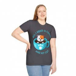 All I need is Coffee and my Cat Unisex Softstyle T-Shirt