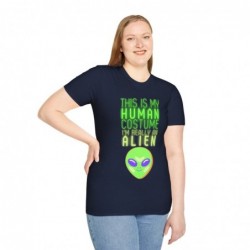 Get ready for Halloween with this This is my human costume I'm really an Alien funny Unisex Softstyle T-Shirt