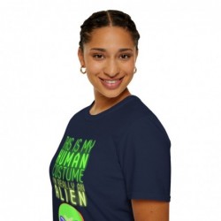 Get ready for Halloween with this This is my human costume I'm really an Alien funny Unisex Softstyle T-Shirt