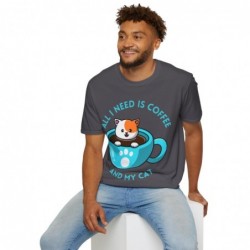 All I need is Coffee and my Cat Unisex Softstyle T-Shirt