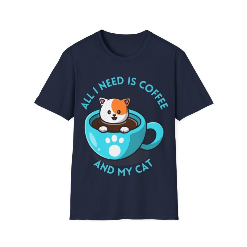 All I need is Coffee and my Cat Unisex Softstyle T-Shirt