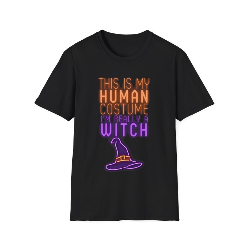 Get ready for Halloween with this This is my human costume I'm really a Witch funny Unisex Softstyle T-Shirt