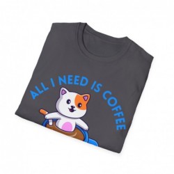 All I need is Coffee and my Cat Unisex Softstyle T-Shirt