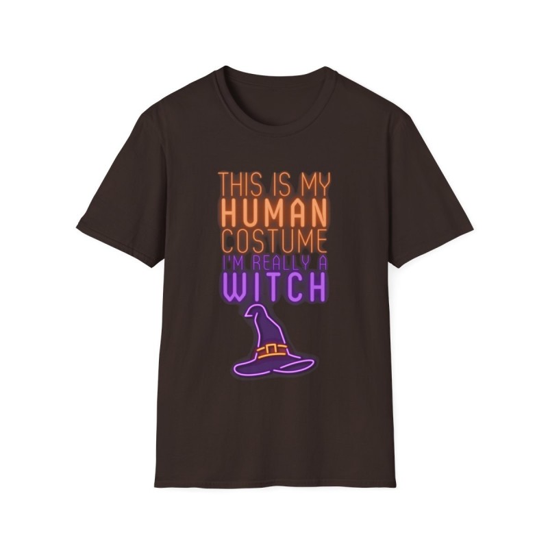 Get ready for Halloween with this This is my human costume I'm really a Witch funny Unisex Softstyle T-Shirt