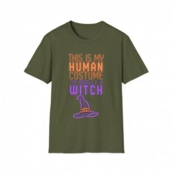 Get ready for Halloween with this This is my human costume I'm really a Witch funny Unisex Softstyle T-Shirt
