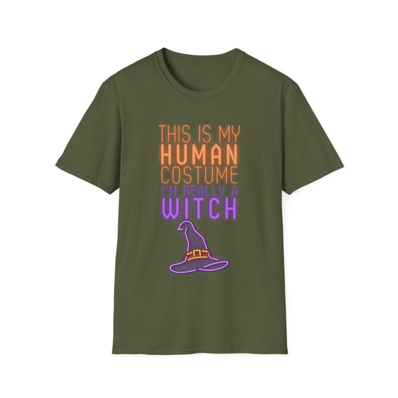 Get ready for Halloween with this This is my human costume I'm really a Witch funny Unisex Softstyle T-Shirt