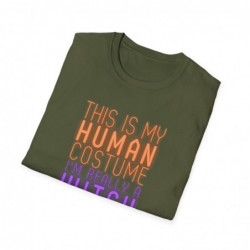 Get ready for Halloween with this This is my human costume I'm really a Witch funny Unisex Softstyle T-Shirt