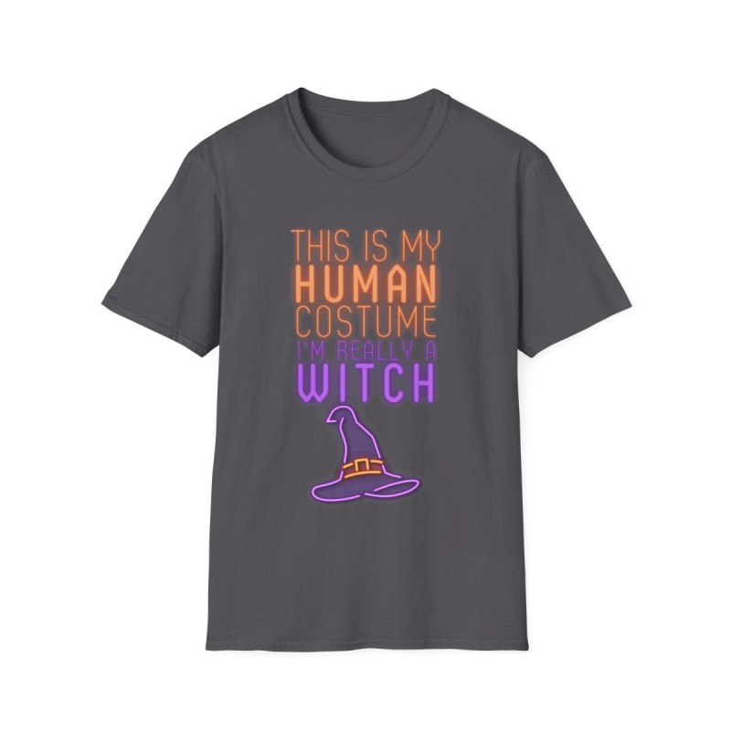 Get ready for Halloween with this This is my human costume I'm really a Witch funny Unisex Softstyle T-Shirt