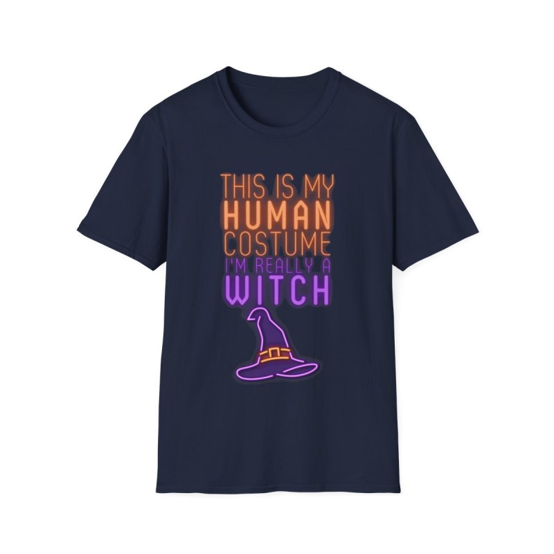 Get ready for Halloween with this This is my human costume I'm really a Witch funny Unisex Softstyle T-Shirt