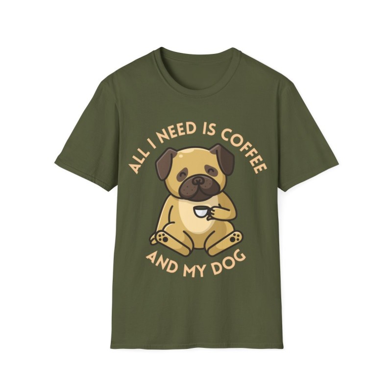 All I need is Coffee and my Dog Unisex Softstyle T-Shirt