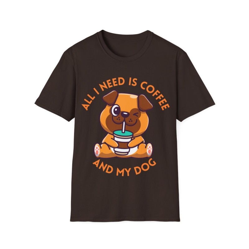 All I need is Coffee and my Dog Unisex Softstyle T-Shirt