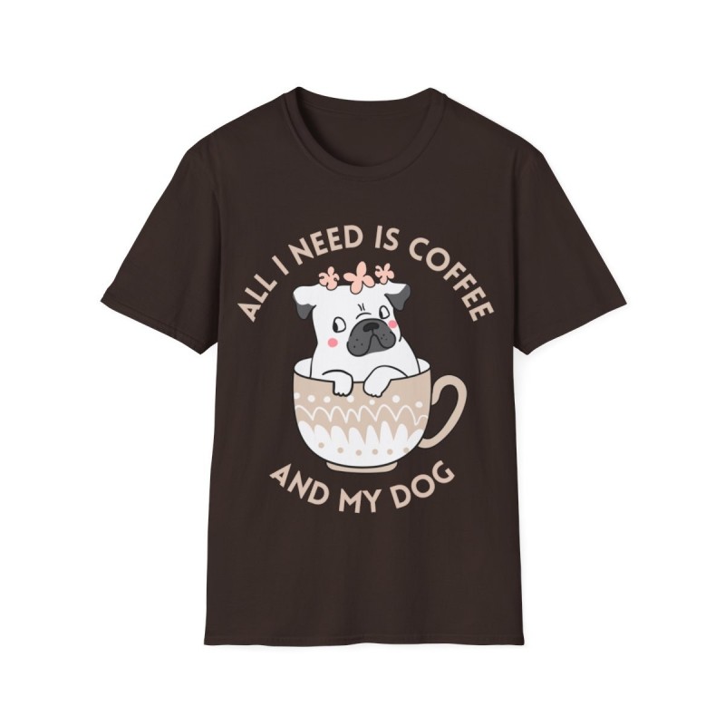 All I need is Coffee and my Dog Unisex Softstyle T-Shirt