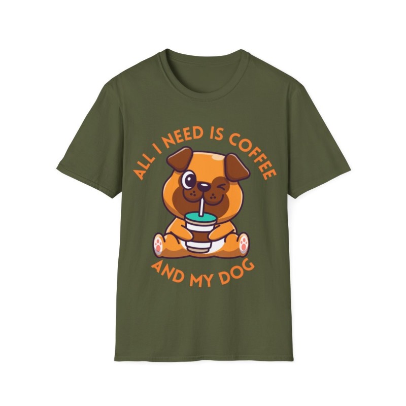 All I need is Coffee and my Dog Unisex Softstyle T-Shirt