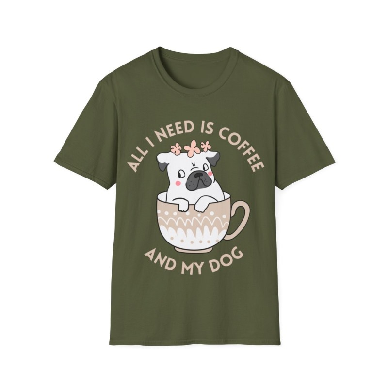 All I need is Coffee and my Dog Unisex Softstyle T-Shirt