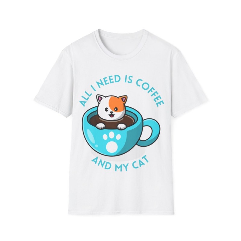 All I need is Coffee and my Cat Unisex Softstyle T-Shirt