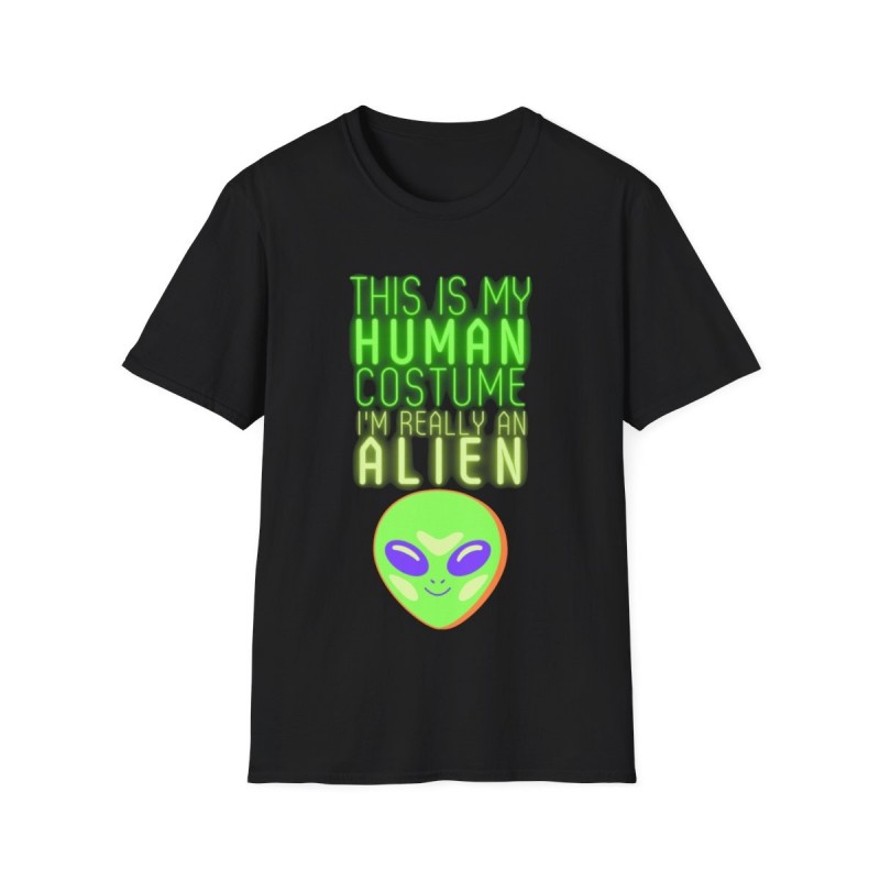 Get ready for Halloween with this This is my human costume I'm really an Alien funny Unisex Softstyle T-Shirt