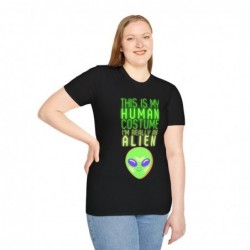 Get ready for Halloween with this This is my human costume I'm really an Alien funny Unisex Softstyle T-Shirt