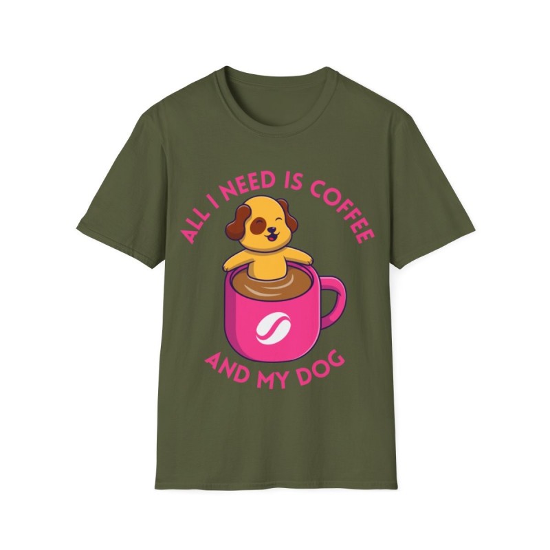 All I need is Coffee and my Dog Unisex Softstyle T-Shirt
