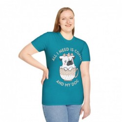All I need is Coffee and my Dog Unisex Softstyle T-Shirt