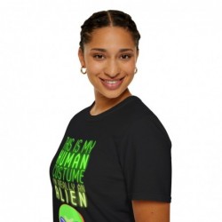 Get ready for Halloween with this This is my human costume I'm really an Alien funny Unisex Softstyle T-Shirt