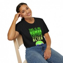 Get ready for Halloween with this This is my human costume I'm really an Alien funny Unisex Softstyle T-Shirt