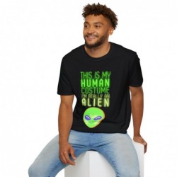 Get ready for Halloween with this This is my human costume I'm really an Alien funny Unisex Softstyle T-Shirt