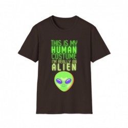 Get ready for Halloween with this This is my human costume I'm really an Alien funny Unisex Softstyle T-Shirt