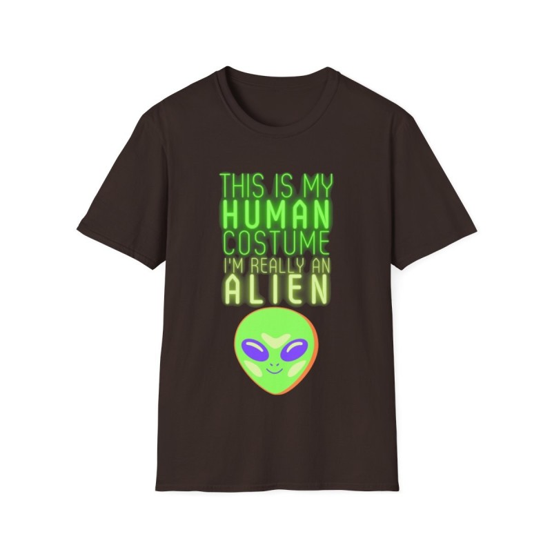 Get ready for Halloween with this This is my human costume I'm really an Alien funny Unisex Softstyle T-Shirt