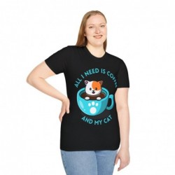 All I need is Coffee and my Cat Unisex Softstyle T-Shirt