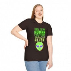 Get ready for Halloween with this This is my human costume I'm really an Alien funny Unisex Softstyle T-Shirt