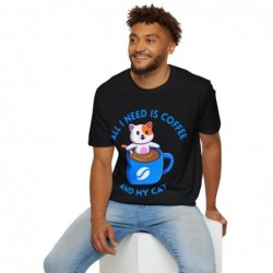 All I need is Coffee and my Cat Unisex Softstyle T-Shirt