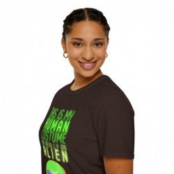 Get ready for Halloween with this This is my human costume I'm really an Alien funny Unisex Softstyle T-Shirt