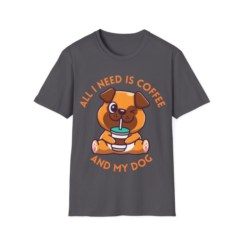 All I need is Coffee and my Dog Unisex Softstyle T-Shirt