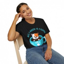 All I need is Coffee and my Cat Unisex Softstyle T-Shirt
