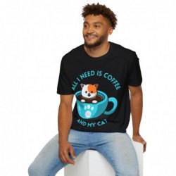 All I need is Coffee and my Cat Unisex Softstyle T-Shirt