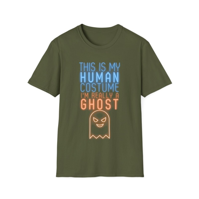 Get ready for Halloween with this is my human costume I'm really a ghost funny Unisex Softstyle T-Shirt
