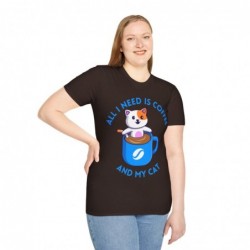 All I need is Coffee and my Cat Unisex Softstyle T-Shirt