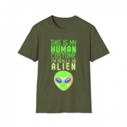 Get ready for Halloween with this This is my human costume I'm really an Alien funny Unisex Softstyle T-Shirt