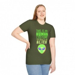 Get ready for Halloween with this This is my human costume I'm really an Alien funny Unisex Softstyle T-Shirt