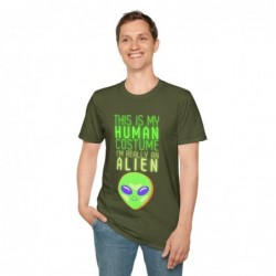 Get ready for Halloween with this This is my human costume I'm really an Alien funny Unisex Softstyle T-Shirt