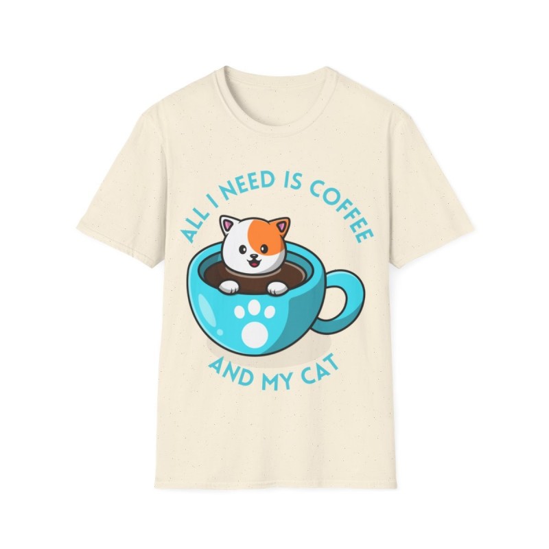 All I need is Coffee and my Cat Unisex Softstyle T-Shirt