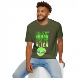 Get ready for Halloween with this This is my human costume I'm really an Alien funny Unisex Softstyle T-Shirt