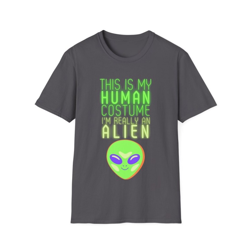 Get ready for Halloween with this This is my human costume I'm really an Alien funny Unisex Softstyle T-Shirt